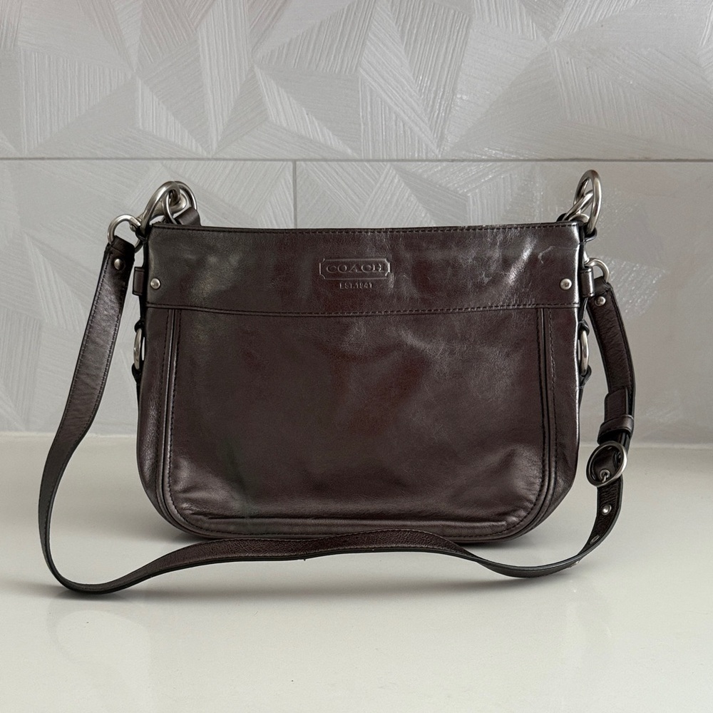 Coach Silver Leather Crossbody Bag